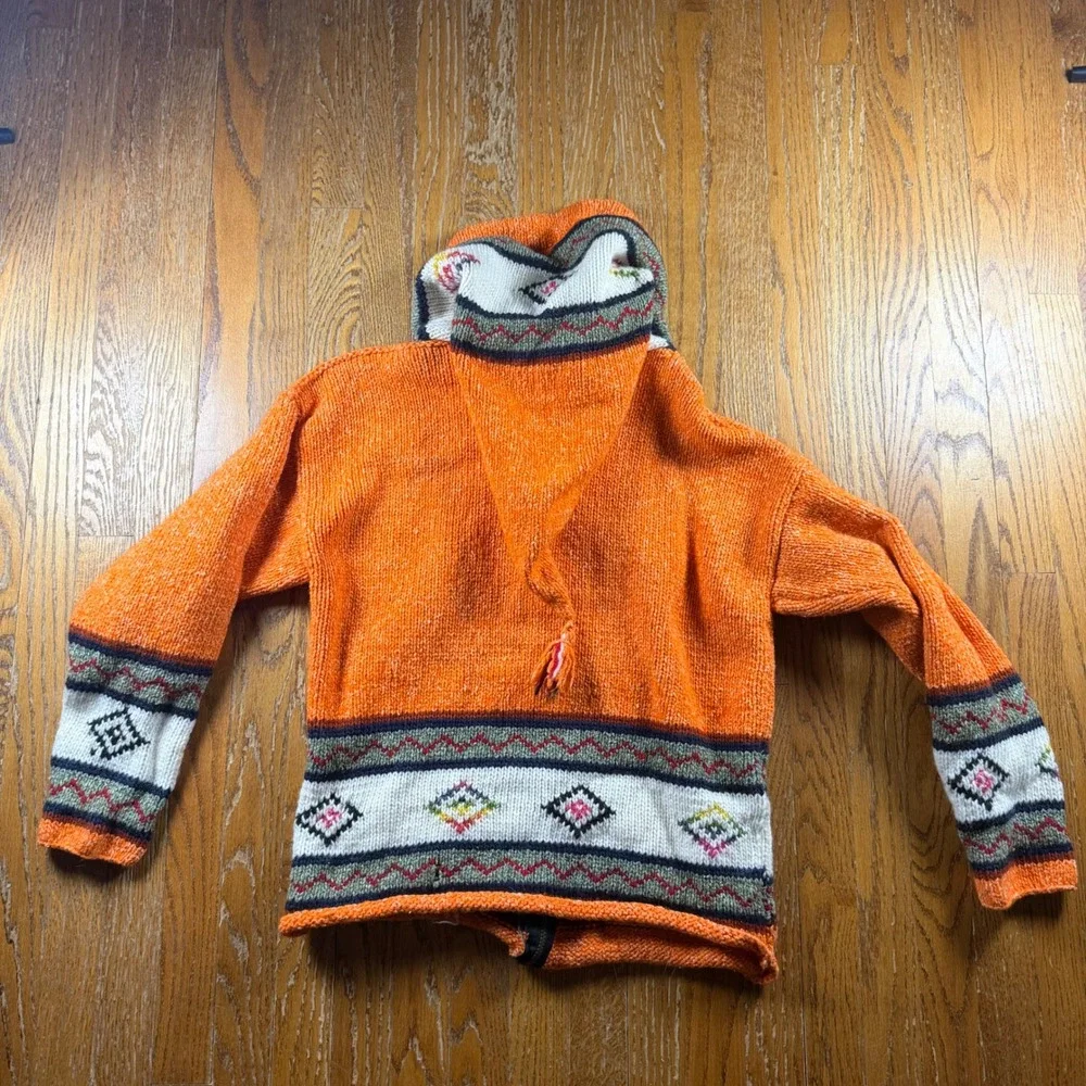 Sisandina Handicrafts M Wool Zip Pixie Cardigan Sweater Ecuador Hippie Festival